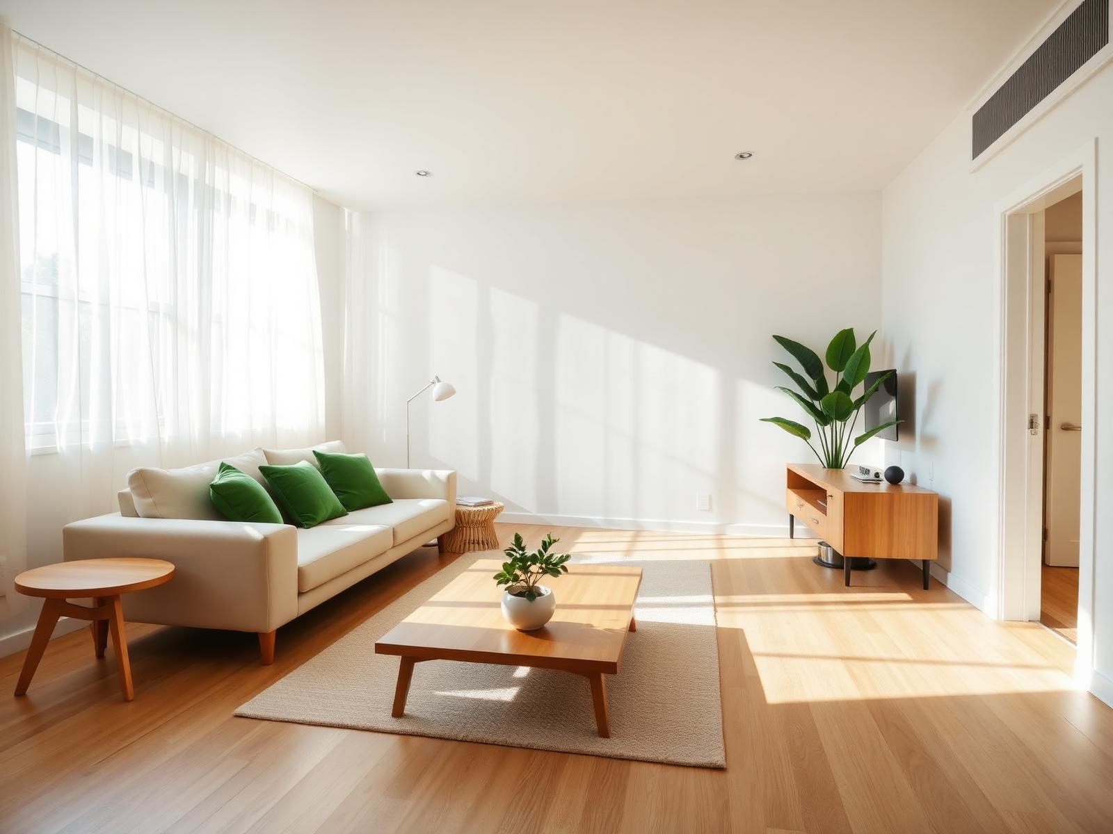 Spotless, sunlit Airbnb living room